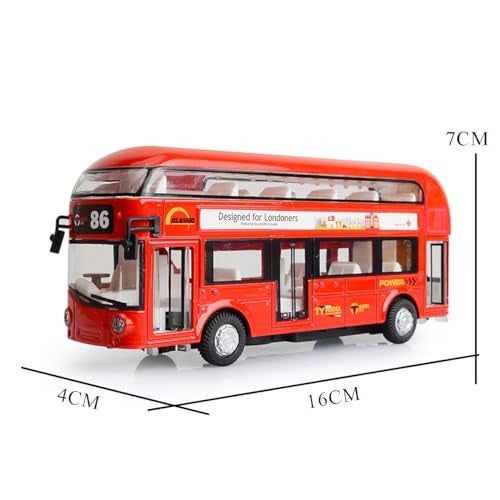 Coelon Diecast Metal Alloy London Bus Double Decker Bus Light & Music Open Door Collection Buses Toys for Boy Kids, Blue - Image 2