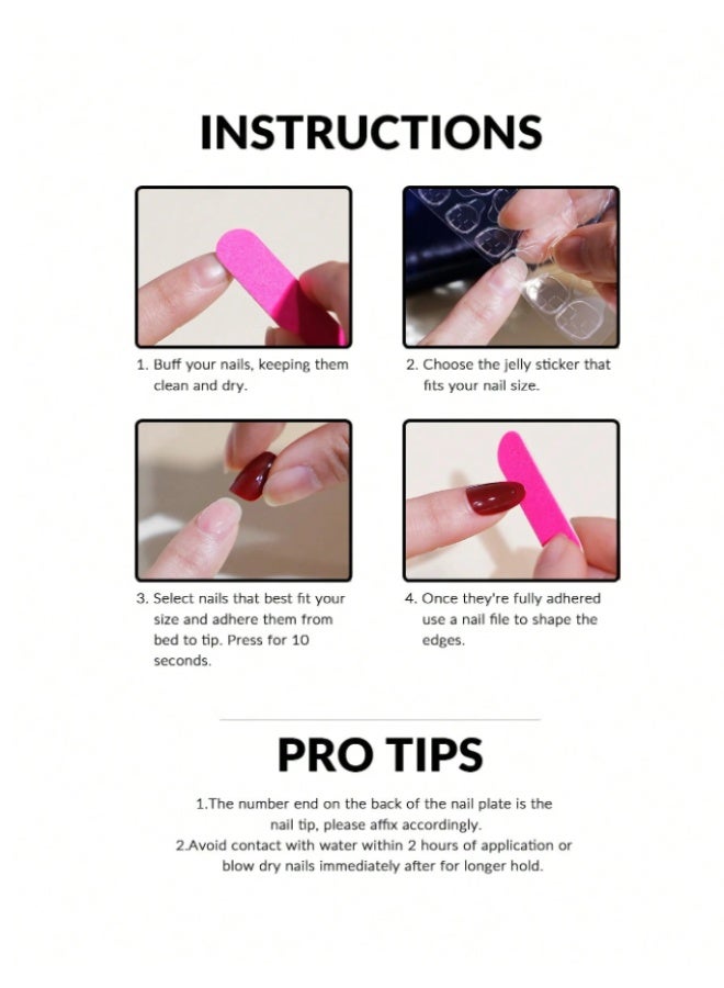 Tuline Elevate Your Style With,24pcs Long Almond Red Nail Set,Fit Perfectly&Medium Length Design,For Women Girls Daily Work Wear Press On Nails Nail Supplies - Image 4