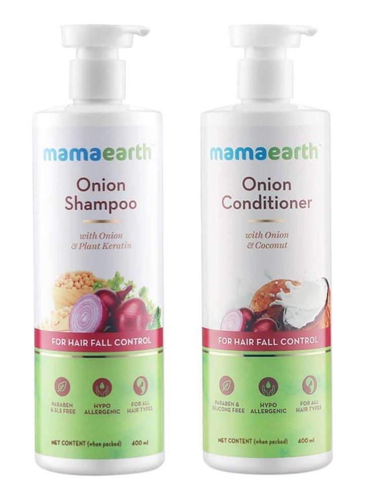Mamaearth - Mamaearth Hair Fall Control Combo(Onion Shampoo, 400ml + Onion Conditioner, 400ml) - Image 1