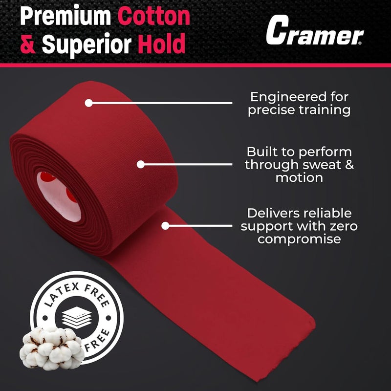 Cramer Team Color Athletic Tape, Red, For Ankle, Wrist, and Injury Taping, Helps Protect and Prevent Injuries, Promotes Faster Healing, Athletic Training First Aid Supplies, 1.5", Bulk 32 Roll Case - Image 2