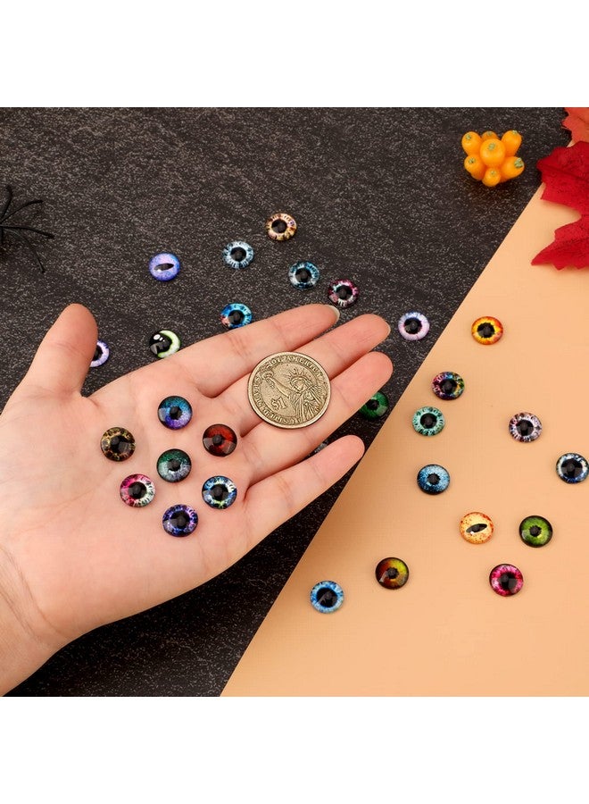 MWOOT 100 Pcs 12MM Glass Eyes Cabochon Dragon Eyes, Colorful Glass Eyes for Crafts, 50 Style Rabbit Cat Owl Bird Human Pupil Eyes for Doll Art Making Jewelry DIY Craft Halloween Easter Decoration - Image 5