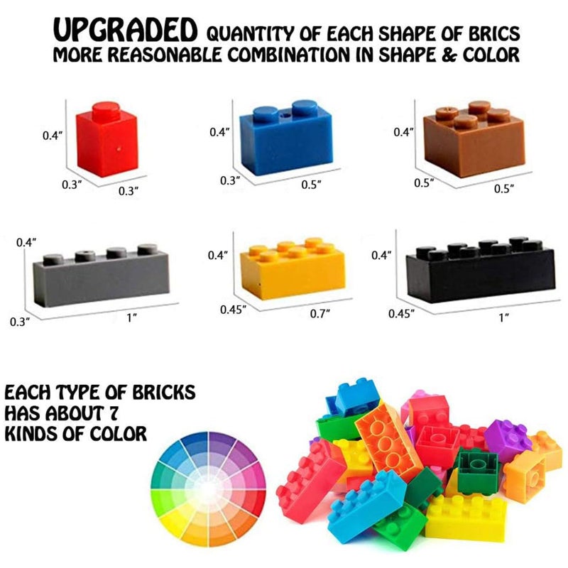3 otters 1000 PCS Building Blocks, Building Toys for Kids Classic Construction Toy Set, Creative Compatible with Major Brands Holiday Classroom Gifts for Boys and Girls - Image 5
