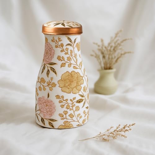 CONFETTI GIFTS Copper Festive Water Bottle Set of 1 for Home Decor Gifts| Copper Water Bedside Bottle | 850 ml Diwali Gift for Family and Friends | Gift Items for Home Decoration - Image 2