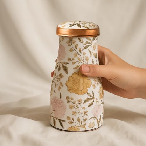 CONFETTI GIFTS Copper Festive Water Bottle Set of 1 for Home Decor Gifts| Copper Water Bedside Bottle | 850 ml Diwali Gift for Family and Friends | Gift Items for Home Decoration - Image 3