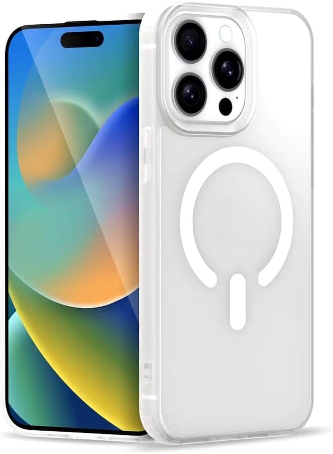 Next Store TPU Shockproof Case Compatible with iPhone 14 Pro Max Magnetic Charging Slim Full Body Protective Cover (White)