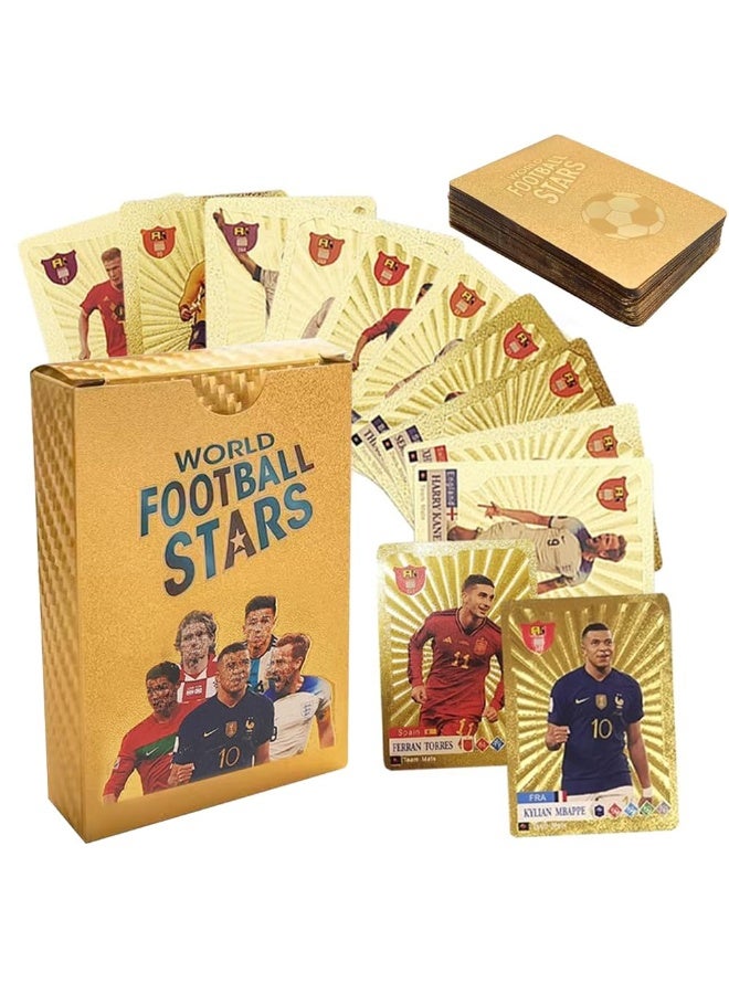 55 Pcs World Cup Football Star Card, Football Star Collection Card, Football Trading Card, Fan, Children, Youth, And Adult Football Trading Card (Gold Card) - Image 1