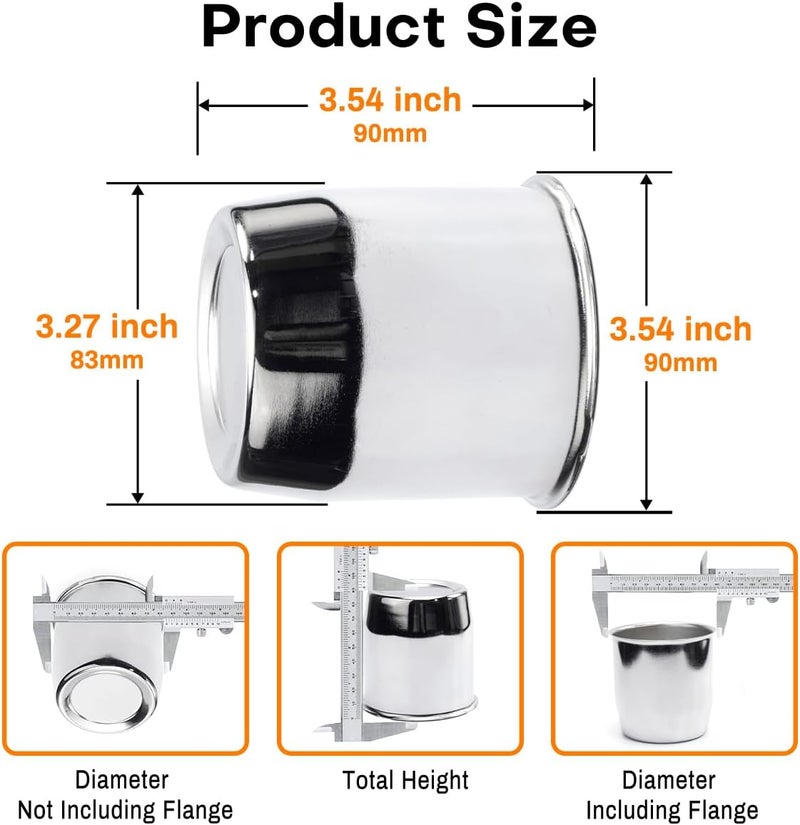 GTOWNWORKS 4Pcs 3.27 inch Wheel Center Caps Fit 3.27" Center Bore Truck Trailer RV SUV Wheels Rims, Carbon Steel Chrome Silver Push Through Hub Covers - Image 4