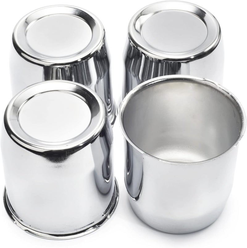 GTOWNWORKS 4Pcs 3.27 inch Wheel Center Caps Fit 3.27" Center Bore Truck Trailer RV SUV Wheels Rims, Carbon Steel Chrome Silver Push Through Hub Covers - Image 1