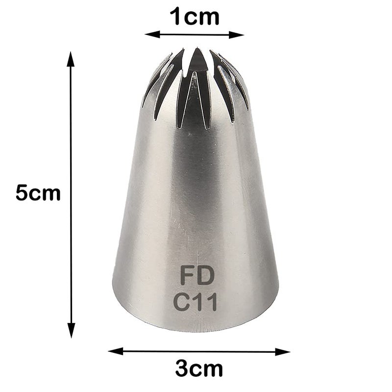 FineDecor Large Piping Tip Seamless Stainless Steel Icing Piping Nozzle Tip Cake Decorating Tools Cream Puff Decor Pastry Icing Piping Tool for Baker 1 Piece C11