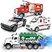 Yalujumb 4 Packs Emergency Vehicle Toy Playsets Including Garbage Truck Play Police CarAmbulance and Fire Truck with SprayLights  SoundsBirthday Christmas Party Gifts Toys for Boys 35 - Image 2