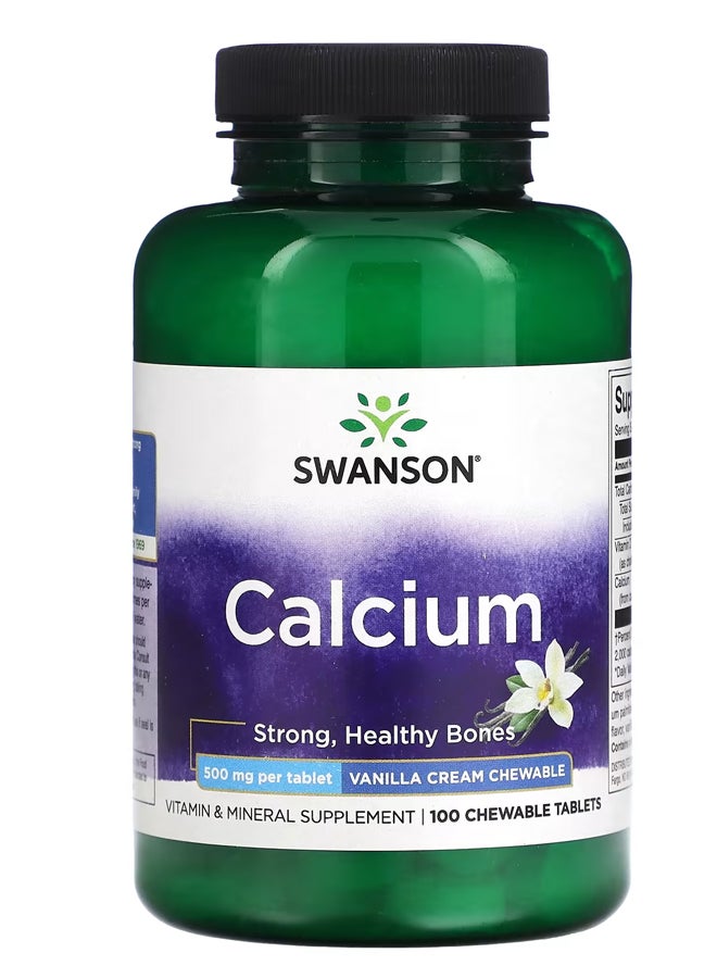 سوانسون كالسيوم ، كريمة الفانيليا ، 500 ملجم ، 100 قرص قابل للمضغ