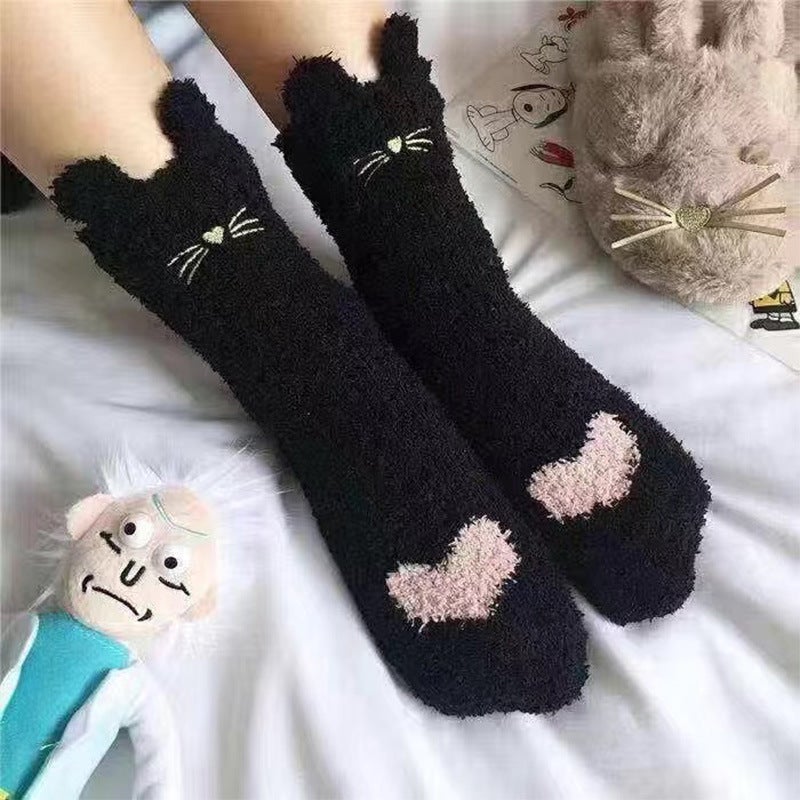 【A Generation Of Hair】 In The Tube Super Cute Socks Ins Sweet All-Match Winter Thickened Home Warm Socks - Image 1