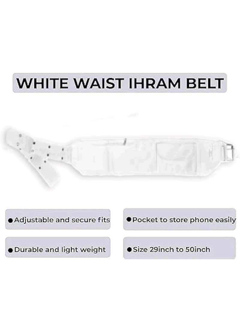 Generic Ihram belt, Ahram belt, Flaxible-Size Unisex Adjustable White Ihram Belt With Phone Holder Waist Belt Anti-Theft for Hajj Umrah ihram belt ahram belt  - Image 2