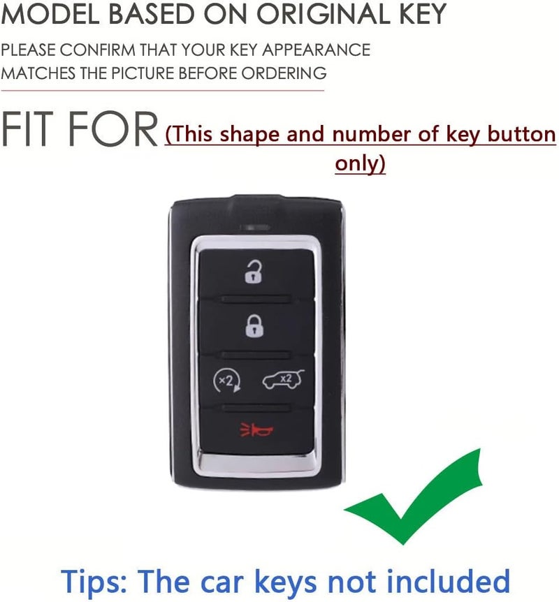 SANRILY Premium Leather Key Fob Cover Case for Jeep Grand Cherokee L 2022 2021 Keyless Entry Remote Keychain Holder Full Protection Key Protector Blue - Image 2