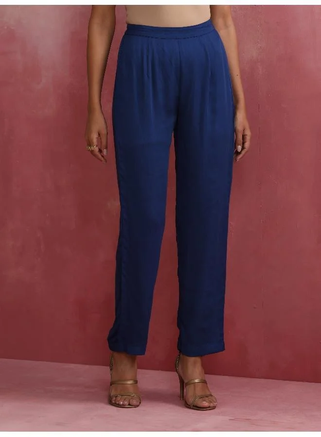 trueBrowns Blue Modal Front Slit Kurta set