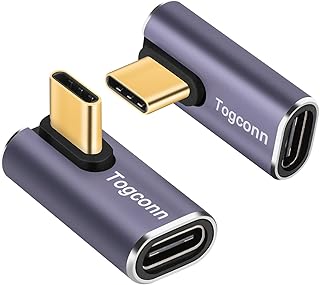 Togconn Togconn 90 Degree Right Angle USB C Adapter (2 Pack), USB Type-C Male to Female Extender Connector, 40Gbps, 8K@60Hz - Image 1