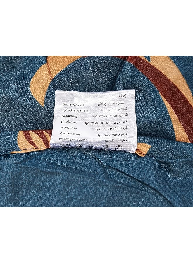 إيروريكس طقم لحاف متوسط الحشوة مكون من 4 قطع متعدد الألوان مقاس مفرد - Image 4