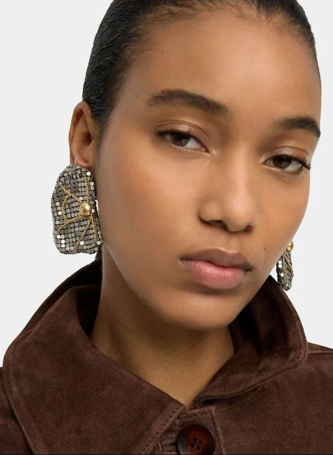 بارفوا أقراط نصف زهرة ماكسي ثنائية اللون