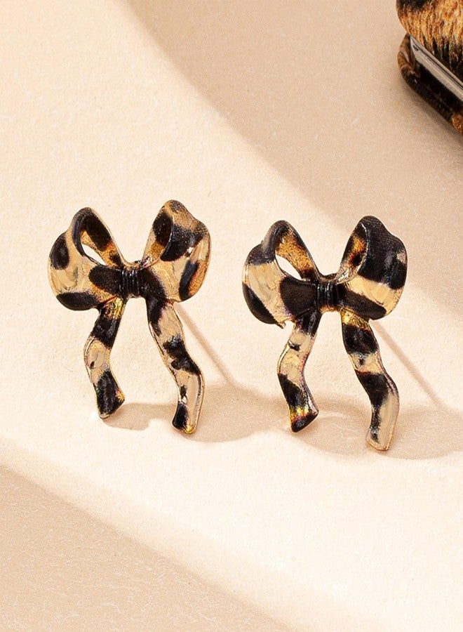 TACBSP Boho Leopard Bow Earrings for Women Leopard Bowknot Statement Earrings Cheetah Exaggerate Earrings Summer Costume Jewelry Gift (C) - Image 3