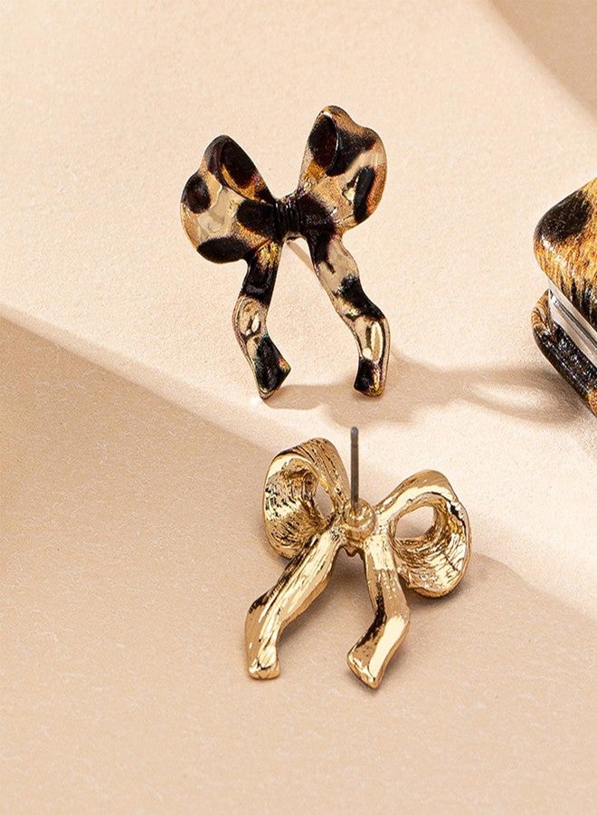 TACBSP Boho Leopard Bow Earrings for Women Leopard Bowknot Statement Earrings Cheetah Exaggerate Earrings Summer Costume Jewelry Gift (C) - Image 4