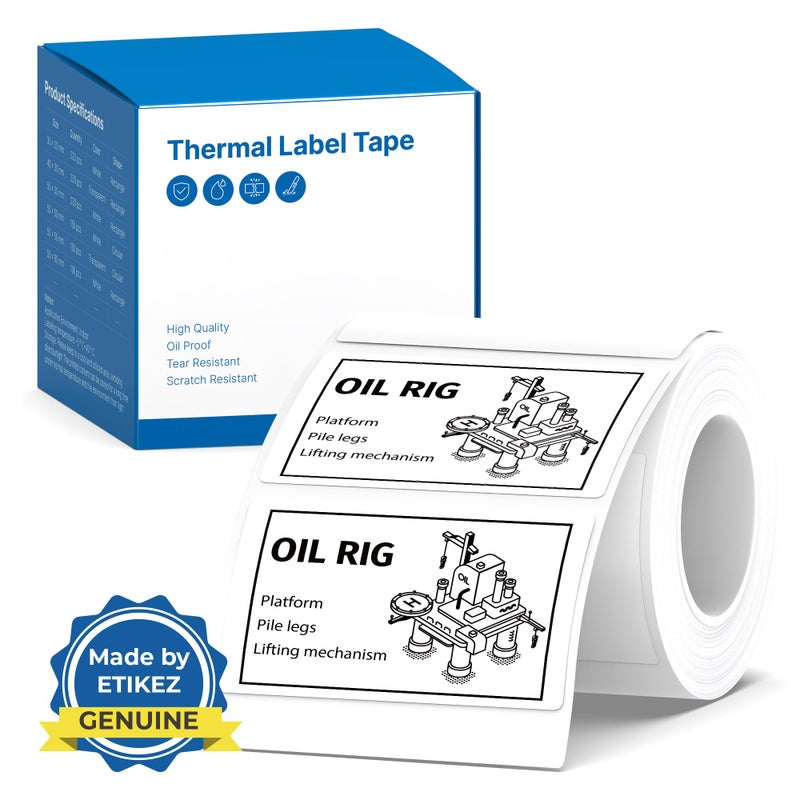 ETIKEZ Thermal Label for PM260 Printer, 2"x1.18"(50x30mm) Thermal Tape, Waterproof, Multi-Purpose Label, 1 Roll of 230 Self-Adhesive Thermal Paper (White) - Image 1