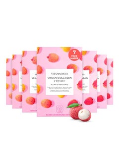 Vitamasques Vitamasques Vegan Collagen Lychee Face Sheet Mask Plumping & Moisturizing Korean Skin Care Facial Mask with Lychee Extract & Hyaluronic Acid - Natural & Biodegradable 