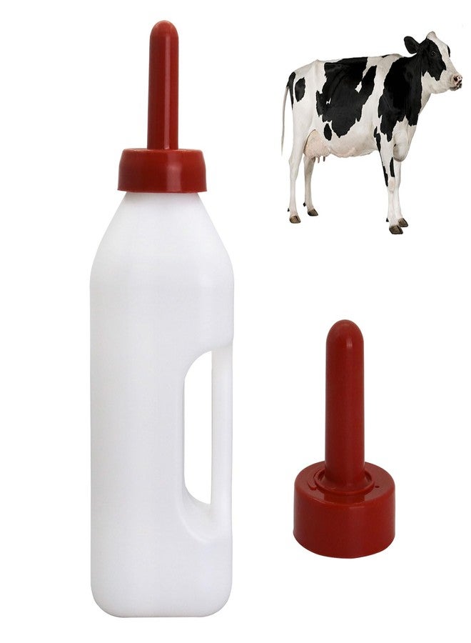 Abustle pig Calf Bottle with Hand Grip Handle and a Replacement Nipple,2 Quart Calf Milk Feeder Nursing Feeding Bottle (Red, Calf Bottle Set) - Image 1