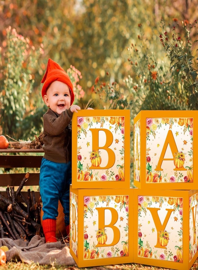 Liliful 4Pcs Little Pumpkin Baby Shower Decorations Baby Shower Boxes Fall Theme Baby Boxes with Letters Baby Letter Boxes Baby Shower Blocks Decoration for Girl Boy Baby Shower Birthday Gender Reveal - Image 4