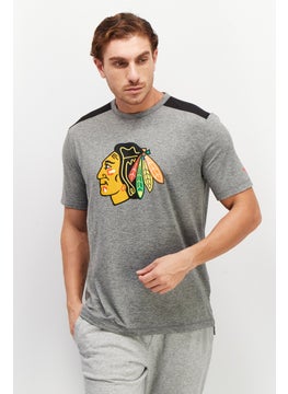Men Sportswear Fit Short Sleeves Blackhawks Hockey T-Shirt, Grey Combo