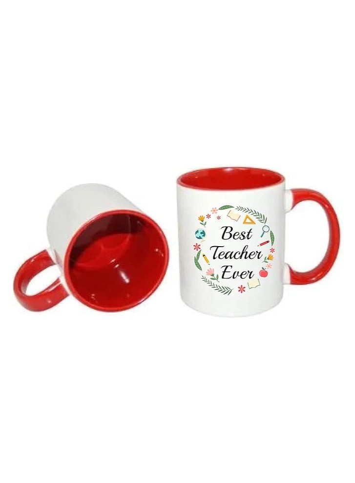 PRINTSHOP4ME Teachers Appreciation Coffee Mug Gifts For Teachers Day | World Teachers Day |Teachers Day Gifts (Two Tone Red Mug) - Image 2