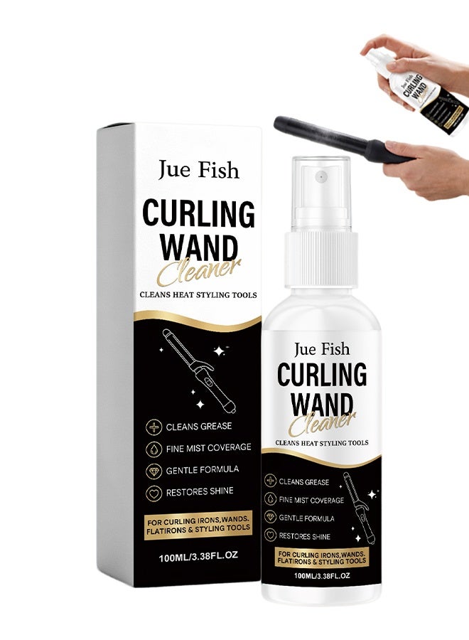JUE FISH Curling Wand Cleaner Spray, Cleans Heat Styling Tools for Curling Irons, Wands, Flatirons & Styling Tools, Remove Grease & Residue 100ML - Image 1