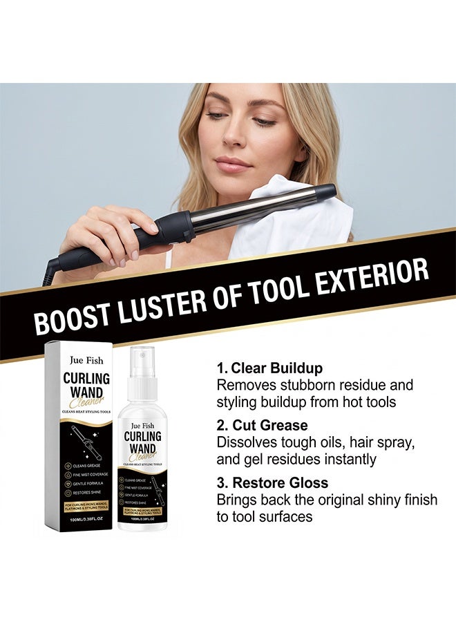 JUE FISH Curling Wand Cleaner Spray, Cleans Heat Styling Tools for Curling Irons, Wands, Flatirons & Styling Tools, Remove Grease & Residue 100ML - Image 4
