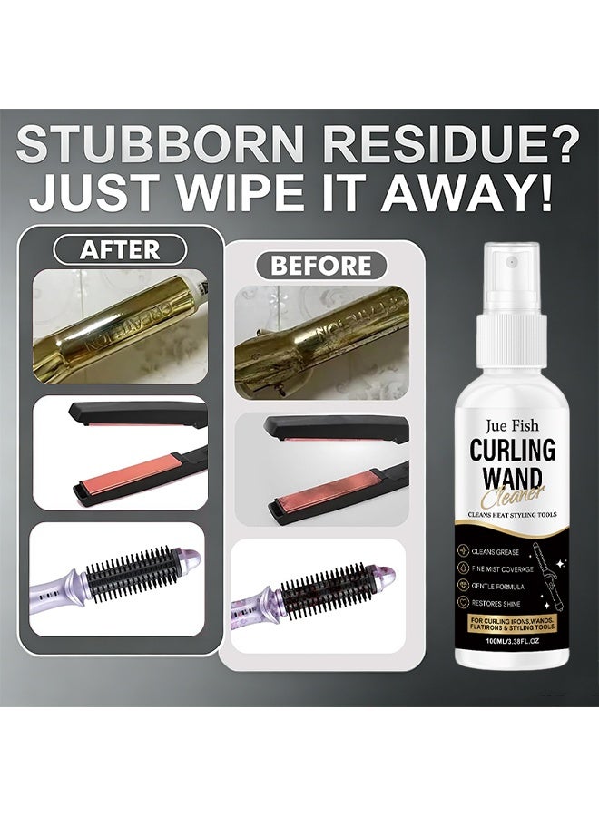 JUE FISH Curling Wand Cleaner Spray, Cleans Heat Styling Tools for Curling Irons, Wands, Flatirons & Styling Tools, Remove Grease & Residue 100ML - Image 3