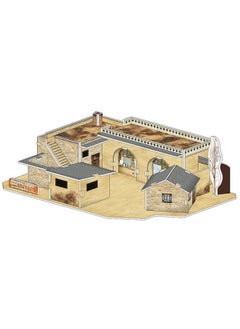 China Ancient Architectural Modern City Children's Three-dimensional Puzzle 5 Music Boxes Handmade DIY Wooden Color Puzzle-Color:Simple Paper-made Shaanxi Kiln Hole