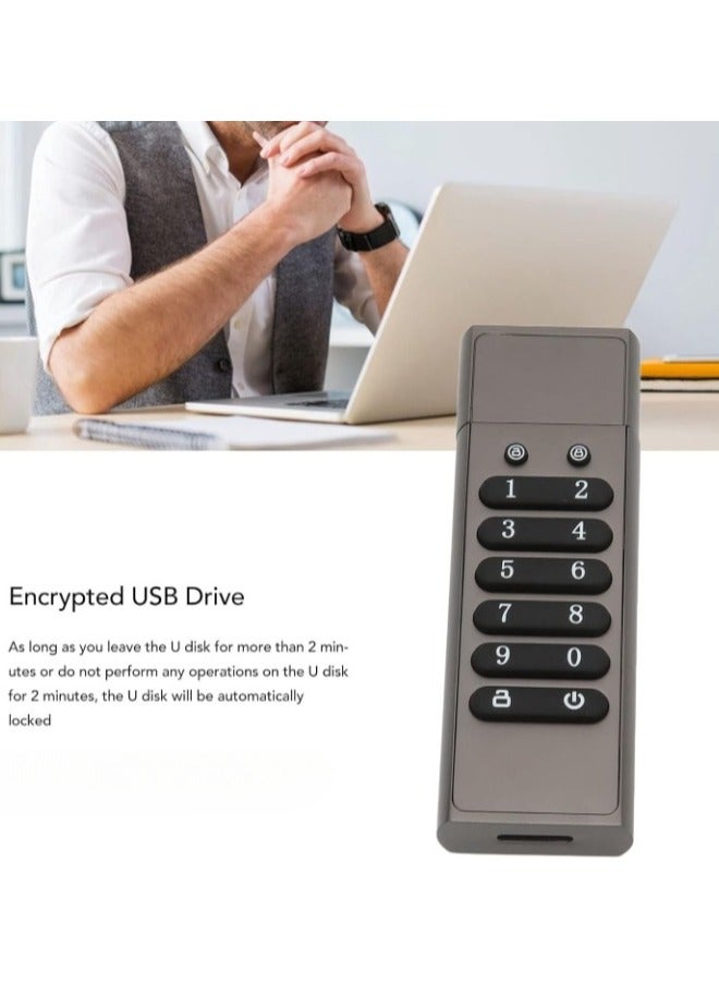 محرك أقراص USB مشفر، محرك أقراص فلاش سريع بكلمة مرور، محرك أقراص فلاش USB بمفتاح قفل تلقائي، جهاز تخزين بيانات USB مضاد للسرقة لمؤسسات البحث والتطوير، (64 جيجابايت) - Image 2