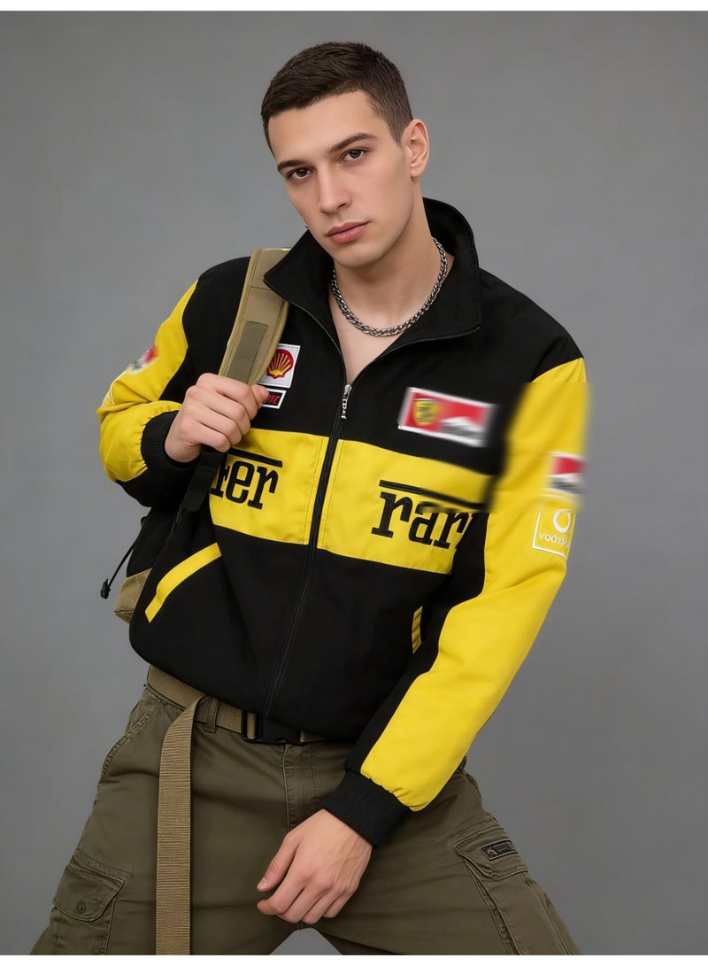 اف 1 F1 ملابس سباق التطريز دراجة ركوب العتيقة أوروبا وأمريكا الخريف والشتاء مع الأكمام القصيرة طويلة الأكمام سترة القطن - Image 2