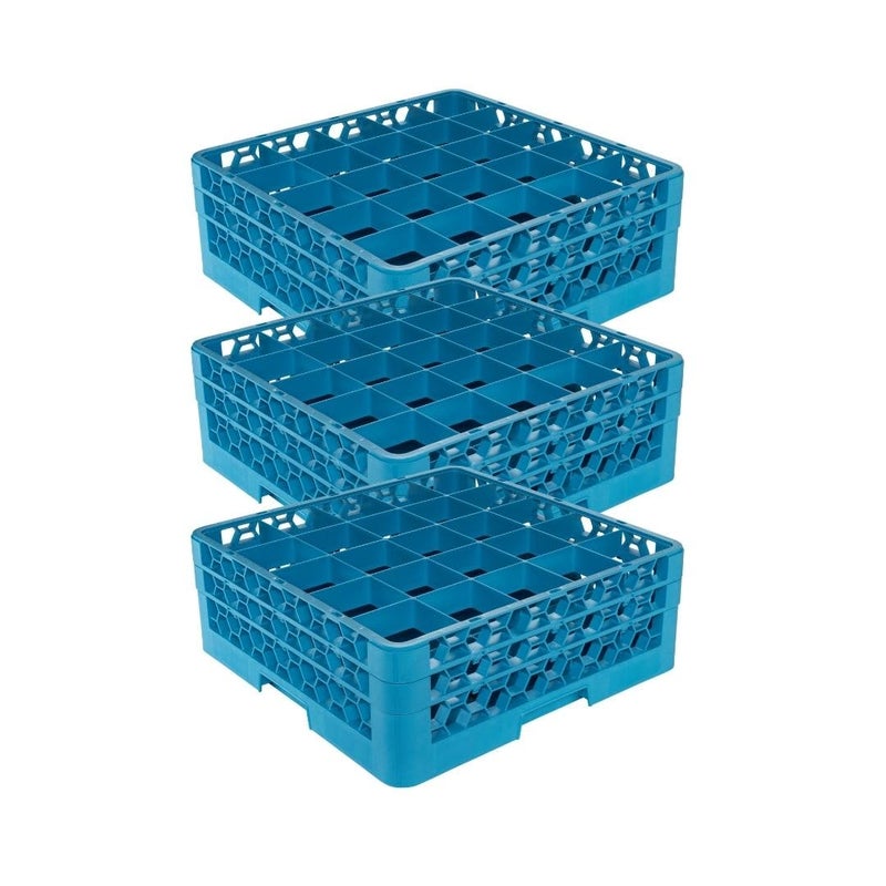 Carlisle FoodService Products RG25214 OptiClean 25 Compartment Glass Rack with 2 Extenders Blue 712