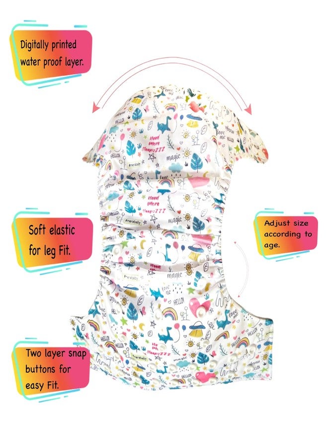 Dumbledo Premium Cloth Diaper with Cotton Insert (Pack of 7) | Hypoallergenic | Breathable | Quick Dry | Everyday Diapering Essential | 3 Months - 3 Years | Unisex Baby - Image 3