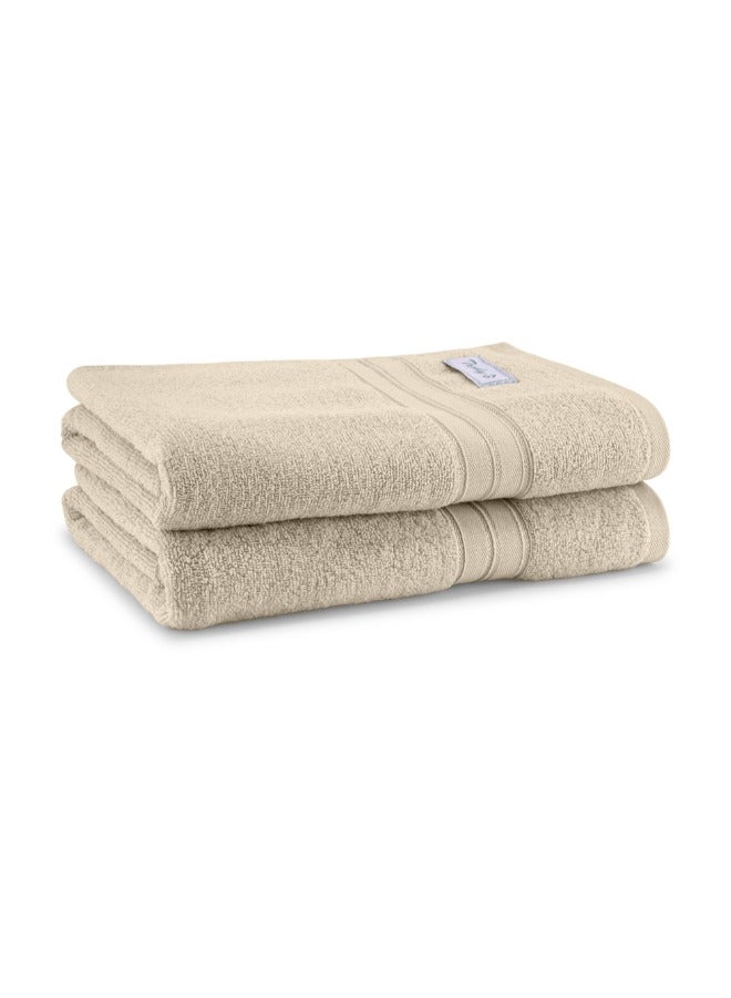 BYFT Home Trendy (Cream) Premium Cotton Bath Towel (70 X 140 Cm-Set Of 2) Highly Absorbent, High Quality Bath Linen With Striped Dobby 550 Gsm - Image 4