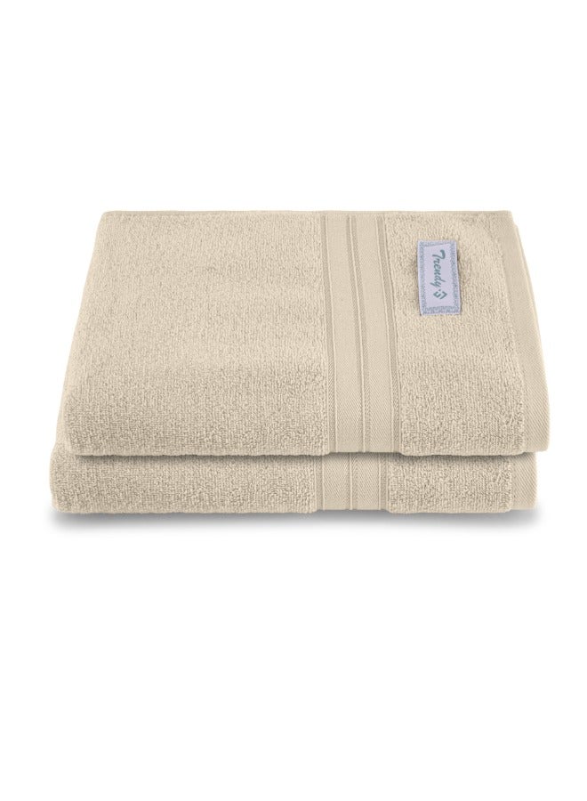 BYFT Home Trendy (Cream) Premium Cotton Bath Towel (70 X 140 Cm-Set Of 2) Highly Absorbent, High Quality Bath Linen With Striped Dobby 550 Gsm - Image 2
