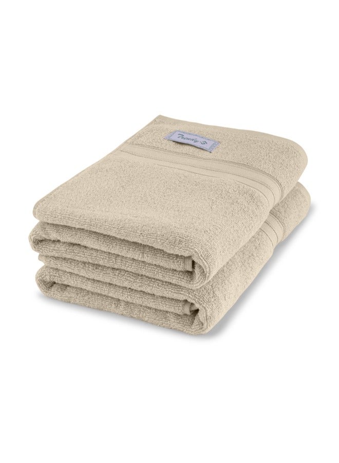 BYFT Home Trendy (Cream) Premium Cotton Bath Towel (70 X 140 Cm-Set Of 2) Highly Absorbent, High Quality Bath Linen With Striped Dobby 550 Gsm - Image 5