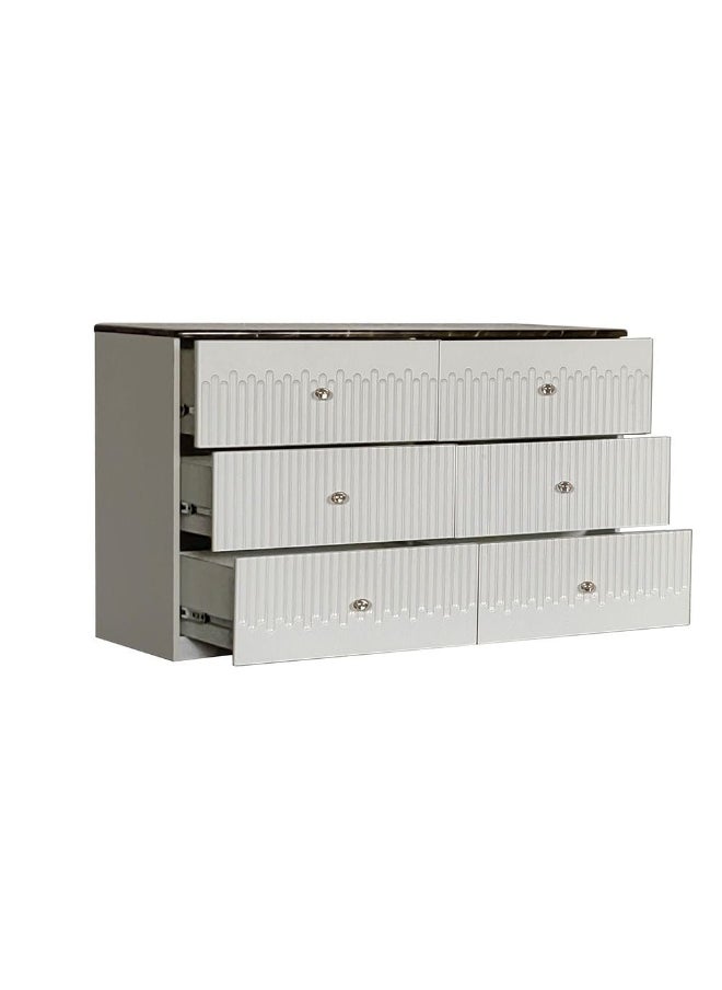 DANUBE HOME Naples 6 Drawer Dresser With Mirror Durable Vanity Table Dressing Makeup Desk With Storage Modern Design Bedroom Furniture L138.2Xw45Xh171Cm - Beige/Stone  - Image 2