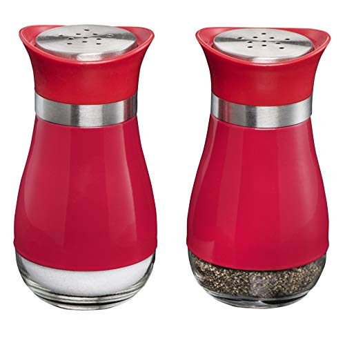MITBAK Salt and Pepper Shakers (2-Pc. Set) Elegant w/Clear Glass Bottom | Compact Cooking, Kitchen and Dining Room Use | Classic, Refillable Design (Red) - Image 5