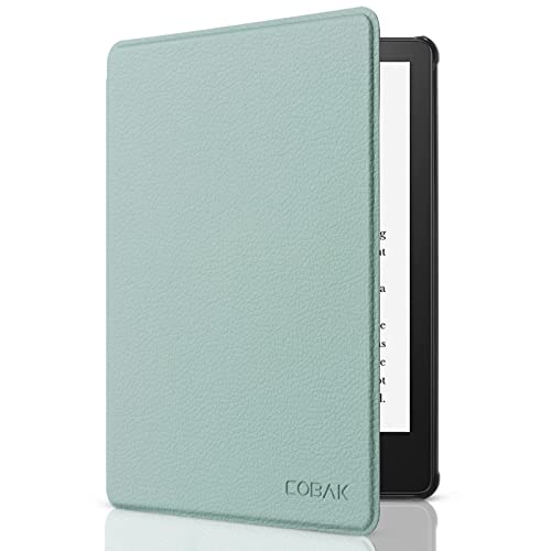 CoBak Case for 6.8" Kindle Paperwhite 11th Gen 2021- Smart Cover with Auto Sleep Wake Feature, Lightweight, Slim, PU Leather, Sage - Image 1