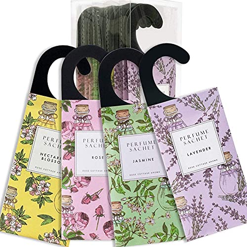Rose Cottage Large 12 Packs Closet Deodorizer Freshener Closet Air Freshener Home Scented Sachets Room Freshener Scents Air Freshener Closet Odor Eliminator 4 Scents Floral - Image 1