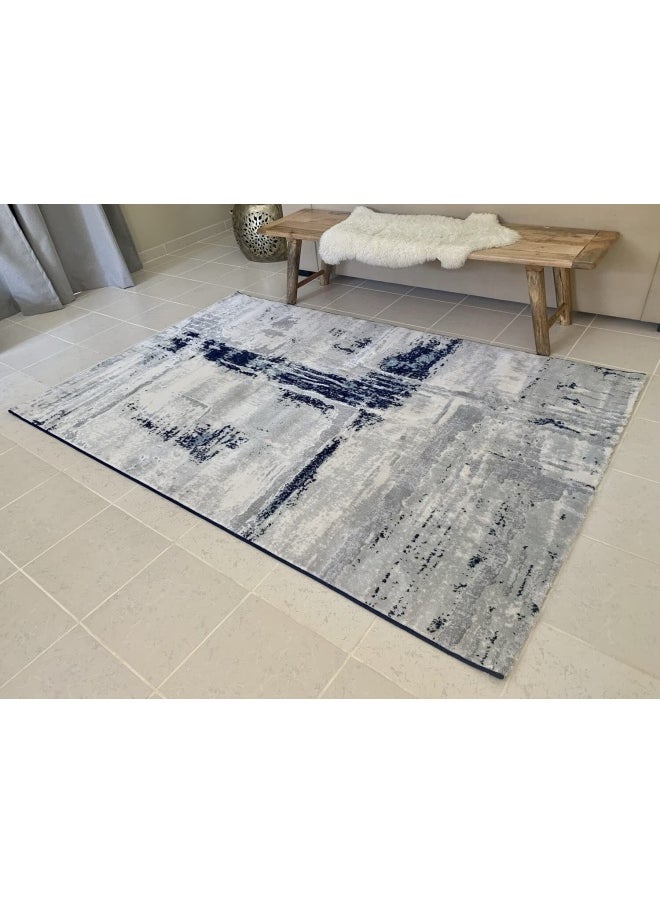 Abstract Carpet For Living Room Navy Blue 80 X 150Cm