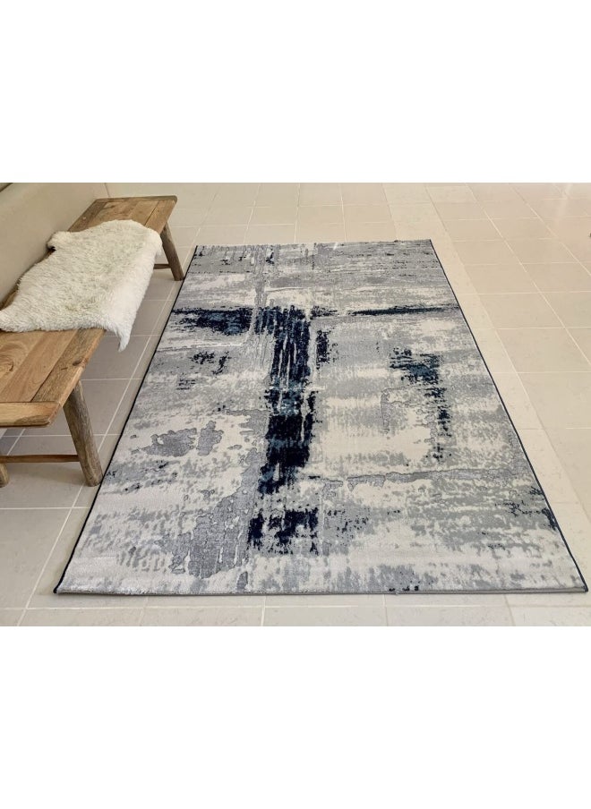 Abstract Carpet For Living Room Navy Blue 80 X 150Cm