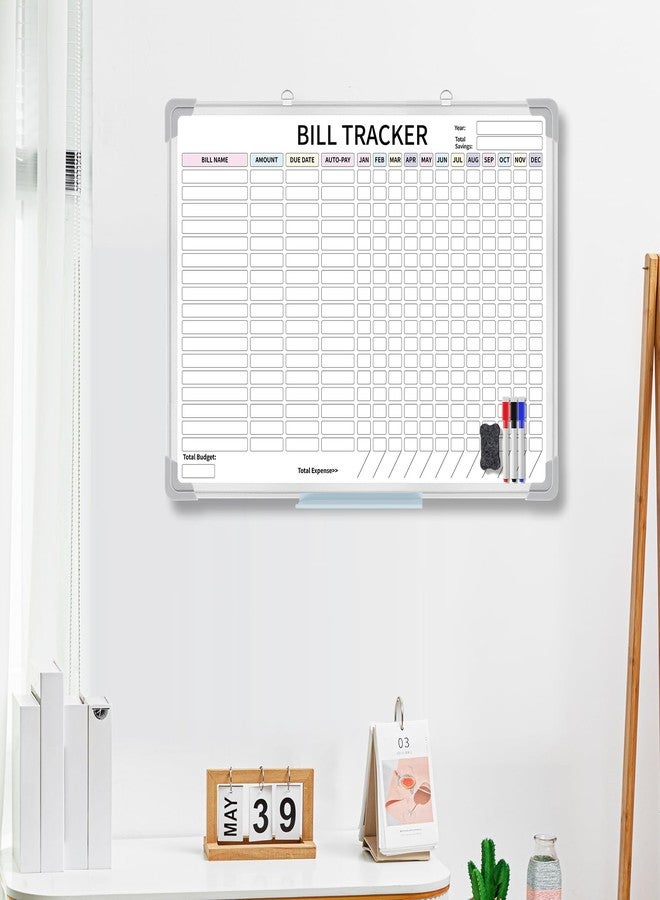 Feifeiya 24 x 18 Inch Monthly Bill Payment Tracker Organizer Whiteboard Aluminum Frame Wall Monthly Bill Payment Checklist Magnetic Dry Erase Board Planner for Personal Budgeting Financial(Classic) - Image 5