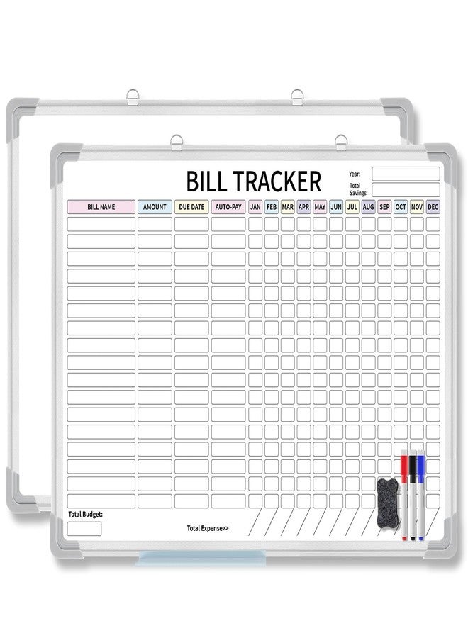 Feifeiya 24 x 18 Inch Monthly Bill Payment Tracker Organizer Whiteboard Aluminum Frame Wall Monthly Bill Payment Checklist Magnetic Dry Erase Board Planner for Personal Budgeting Financial(Classic) - Image 1