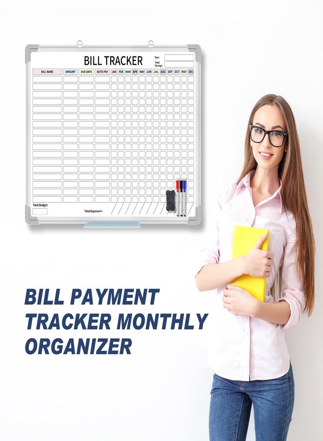 Feifeiya 24 x 18 Inch Monthly Bill Payment Tracker Organizer Whiteboard Aluminum Frame Wall Monthly Bill Payment Checklist Magnetic Dry Erase Board Planner for Personal Budgeting Financial(Classic) - Image 4
